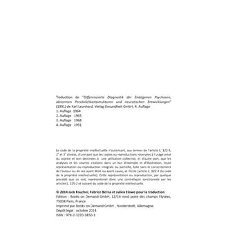 Diagnostics différentiels des psychoses endogènes, des troubles de la personnalité et des névroses