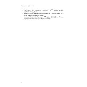 Diagnostics différentiels des psychoses endogènes, des troubles de la personnalité et des névroses