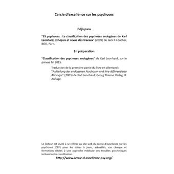 Diagnostics différentiels des psychoses endogènes, des troubles de la personnalité et des névroses