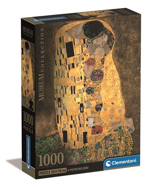 Puzzle 1000 Pièces + Poster : Le Baiser, Klimt Clementoni