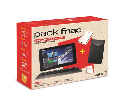 Pack Fnac Tablette PC Asus T100Ha-Fu040T Transformer Book T100 Next 10.1" + Sleeve + Powerbank