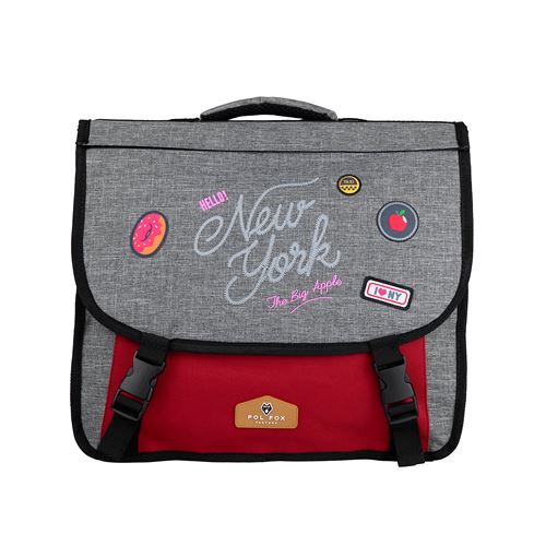 Cartable à dos personnalisable Pol Fox Cupcake 38 cm Gris et Rouge