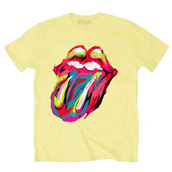 T-Shirt Unisex The Rolling Stones 60 Brushstroke Tongue Jaune