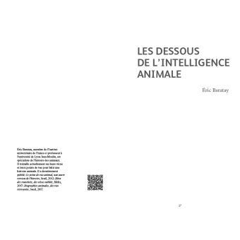Les intelligences animales - L'état des connaissance par les meilleurs experts