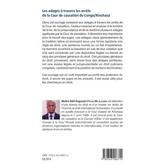 Les adages à travers les arrêts de la Cour de cassation du Congo/Kinshasa