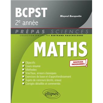 Mathématiques BCPST 2e année - Programme 2022