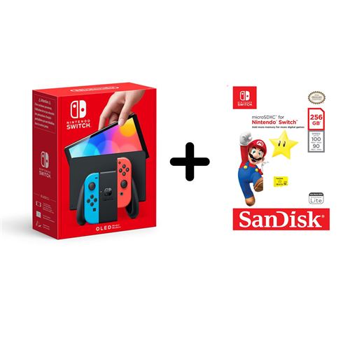 nintendo-switch-modele-oled-avec-manettes-joy-con-bleu-neon-rouge-neon-carte-memoire-microsdxc-uhs-i-sandisk-256-go-9209091-9219722