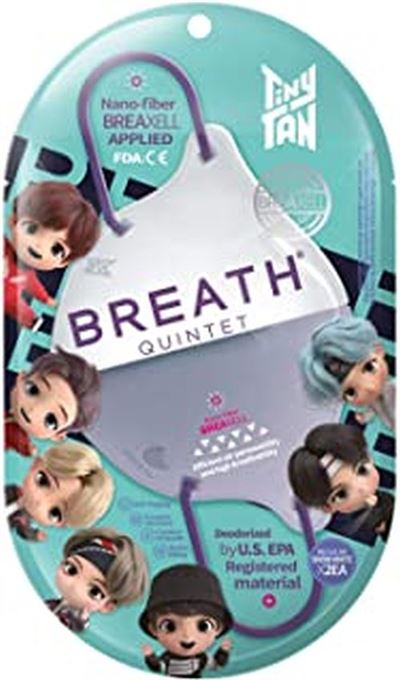 Set 2 masques chirurgicaux protection coronavirus BTS Quintet Tinytan Regular Blanc