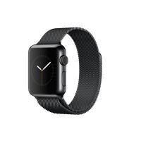 Apple Watch 38 mm Boîtier Spacezwart van Roestvrij staal met Milanese band