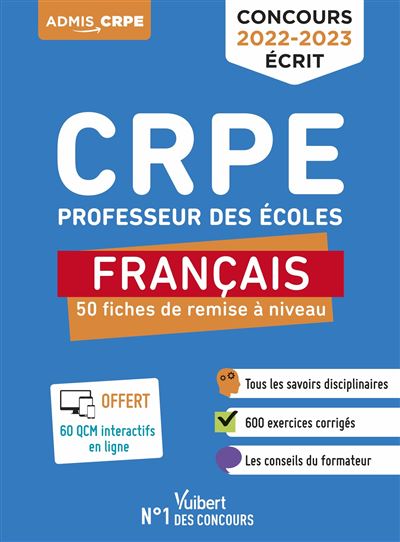 CRPE - Concours Professeur des écoles - Français - 50 fiches de remise à niveau - Marc Loison - broché