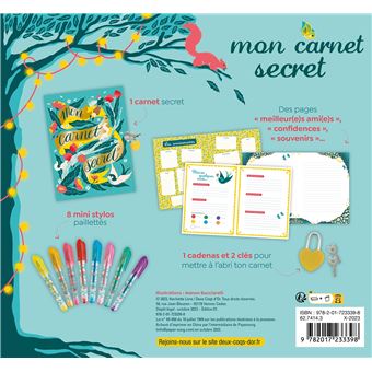 Les ateliers de Manon Bucciarelli - Mon carnet secret - coffret avec 8 mini feutres pailletés