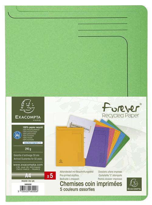 Excp Paquet 5 Chemises Coin Exacompta Forever®