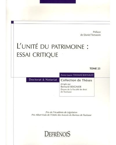 L'unite du patrimoine  essai critique