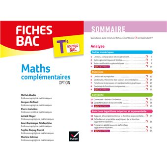 Fiches bac Maths complémentaires Tle (option) - Bac 2024