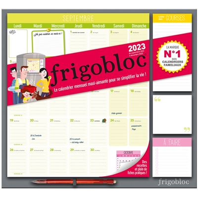 Frigobloc Mensuel 2023 - Calendrier d'organisation familiale / mois (de sept. 2022 à déc. 2023) -  Collectif - broché