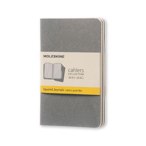 Cahier quadrillé - Format de poche - Couverture souple en carton gris clair