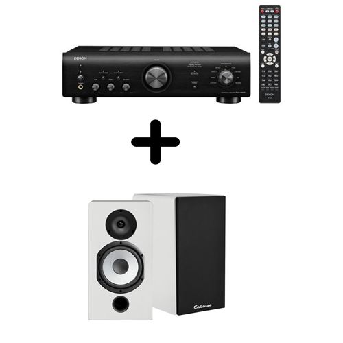 Un ampli Denon PMA 600NE + une paire d'enceintes bibliothèque Cabasse Antigua MT322