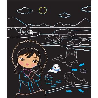 Minimiki - Ma pochette cartes à gratter et à colorier - Anouk au Groënland