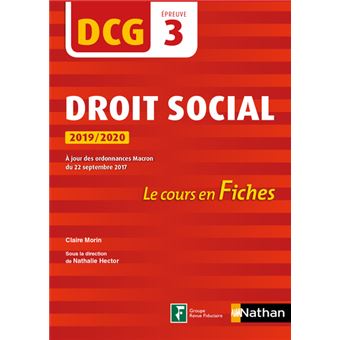 Droit social 2019/2020 - DCG - Epreuve 3 - Le cours en Fiches 2019