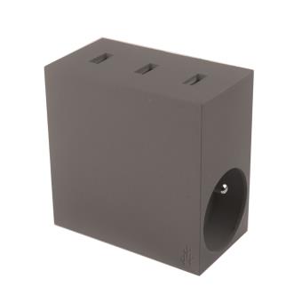 Multiprise Usbepower Hide + 3 USB et 2 Prises Taupe