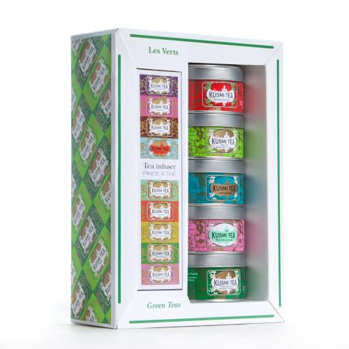 Coffret de 5 Thés Kusmi Tea Les Verts + Infuseur