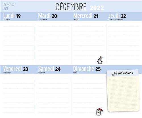 Calendrier 2023 Fnac Frigobloc Hebdomadaire 2023 - Calendrier D'organisation Familiale / Sem (De  Sept. 2022 À Déc. 2023) Septembre 2022-Décembre 2023 - Dernier Livre De  Collectif - Précommande & Date De Sortie | Fnac