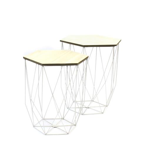 Lot de 2 tables gigognes filaires The Home Deco Factory Blanches M1