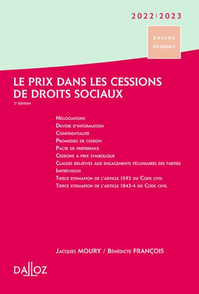 Le prix dans les cessions de droits sociaux 2022/2023 - Jacques Moury - broché
