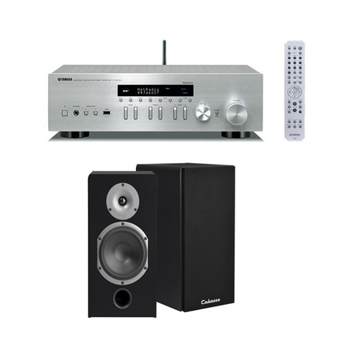 Amplificateur Yamaha MusicCast RN402 Argent + Enceinte compactes Cabasse Antigua MT32 Black Satin Vendue par paire
