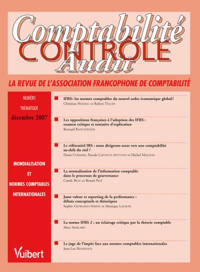 Revue Comptabilité Contrôle Audit Numéro Thématique 2007 - Broché - Afc ...