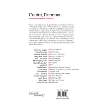 L'autre, l'inconnu - prix louise weiss de littérature