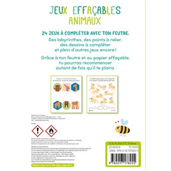 Jeux effaçables - animaux - avec un feutre effaçable