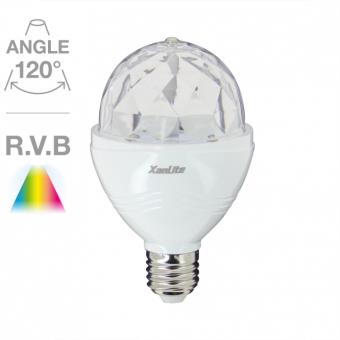 Ampoule LED disco à tête rotative, culot E27, conso. 3W cons