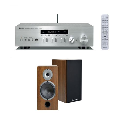 Amplificateur Yamaha MusicCast RN402 Argent + Enceinte Compacte Cabasse Antigua MT32 Noyer vendue Par Paire