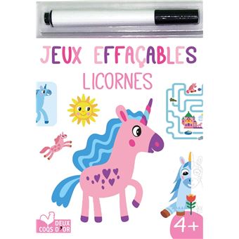 Jeux effaçables - licornes - avec un feutre effaçable