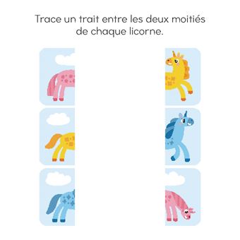 Jeux effaçables - licornes - avec un feutre effaçable