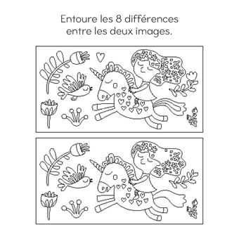 Jeux effaçables - licornes - avec un feutre effaçable