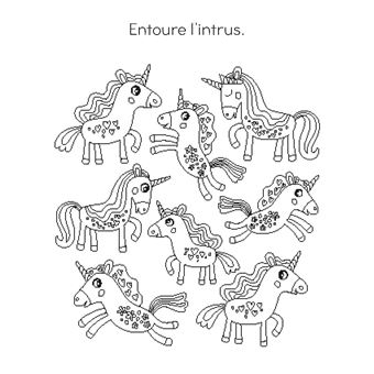 Jeux effaçables - licornes - avec un feutre effaçable