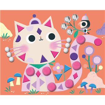 Pompons, gommettes mousse et strass - animaux du froid - coffret avec accessoires