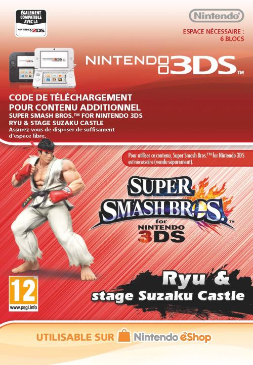 Code de téléchargement Super Smash Bros. Ryu et Stage Suzaku Castle Nintendo 3DS