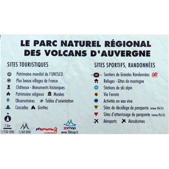 Carte en relief du Parc Naturel Régional des Volcans d'Auvergne