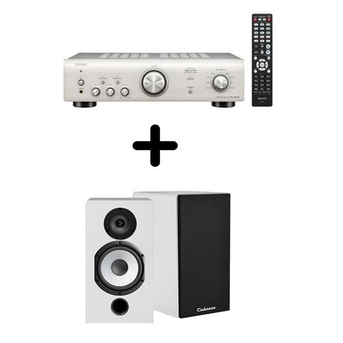 Un ampli Denon PMA 600NE + une paire d'enceintes bibliothèque Cabasse Antigua MT322