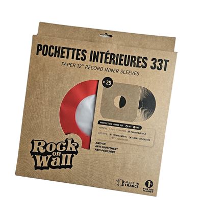 Lot de 25 pochettes intérieures papier rouge doublé Trou Central 33T