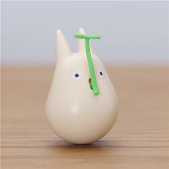 Figurine Mon voisin Totoro Ghibili Culbuto Totoro Blanc avec feuille