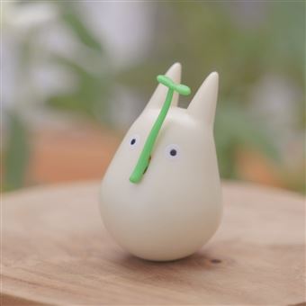 Figurine Mon voisin Totoro Ghibili Culbuto Totoro Blanc avec feuille