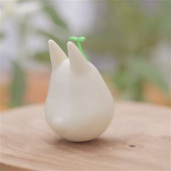 Figurine Mon voisin Totoro Ghibili Culbuto Totoro Blanc avec feuille