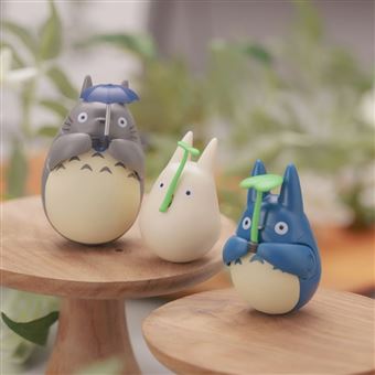 Figurine Mon voisin Totoro Ghibili Culbuto Totoro Blanc avec feuille