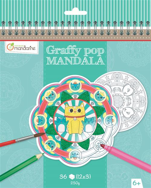 Carnet de 36 pages Avenue Mandarine Graffy Pop Mandala Animaux