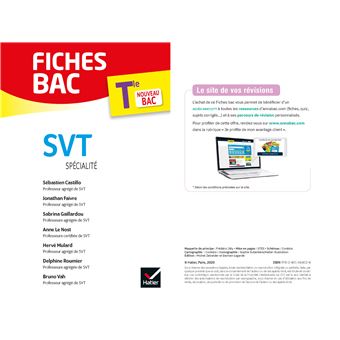 Fiches bac SVT Tle (spécialité) - Bac 2024