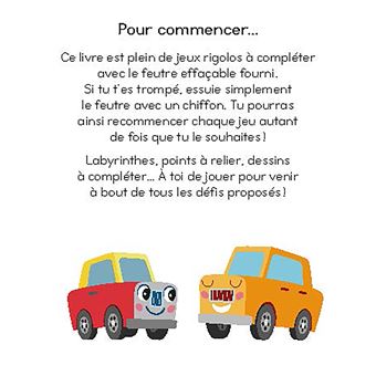 Jeux effaçables - véhicules - avec un feutre effaçable